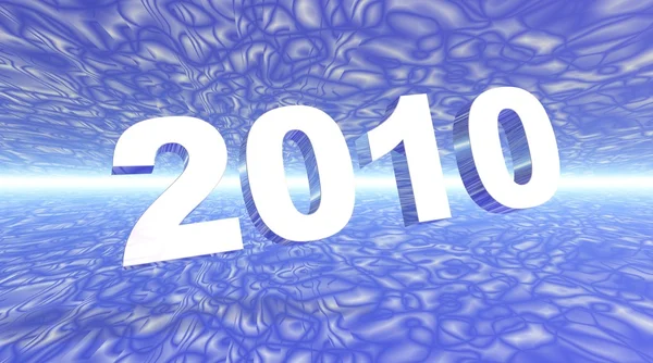 2010 wit op psychedelische blauw — Stockfoto