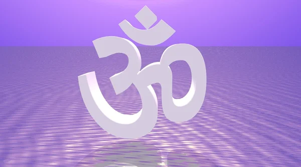 White aum / om in violet background — Stock Photo, Image