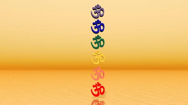 Aum / om coloré dans la colonne de chakra — Photo