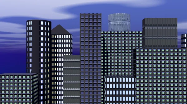 Byggnader på kvällen — Stockfoto