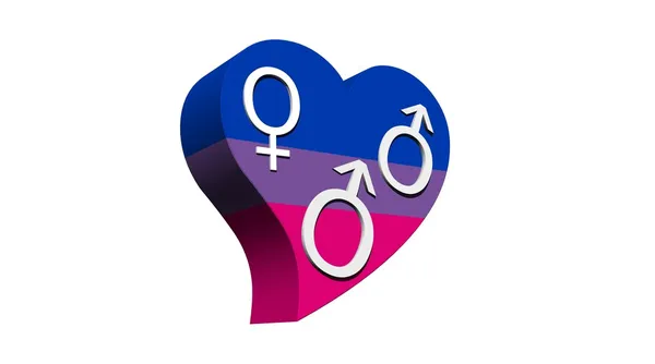Bayrak rengi kalbinde biseksüel erkek — Stok fotoğraf