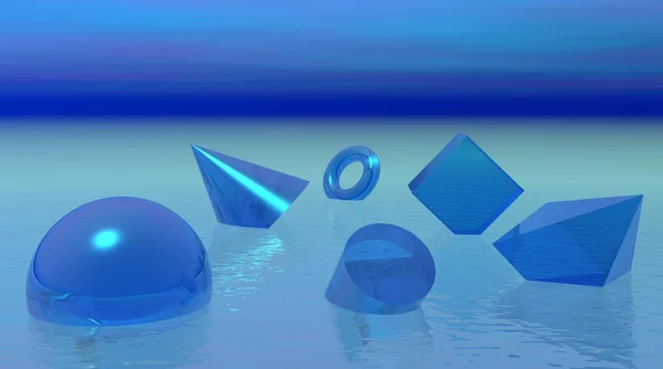 Formen, die im blauen Ozean treiben — Stockfoto