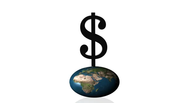 Black dollar squashing earth — Stock Photo, Image