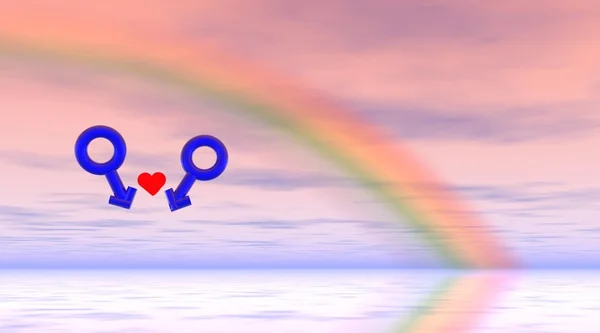 Гей-любовь под радугой — стоковое фото