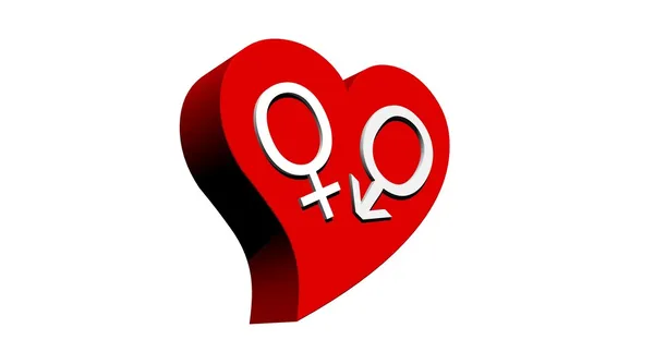 Heterosexual couple in red heart — Stock Photo, Image