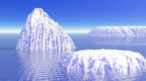 Три айсберга в океане — стоковое фото