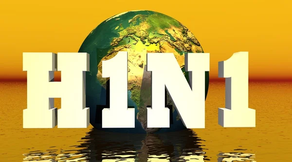 H1N1-viruset framför jorden — Stockfoto