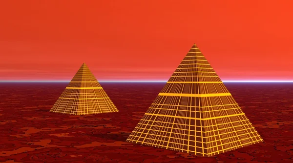 Deux pyramides dans le désert rouge — Photo