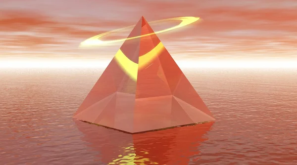 Halo ile kırmızı piramit — Stok fotoğraf