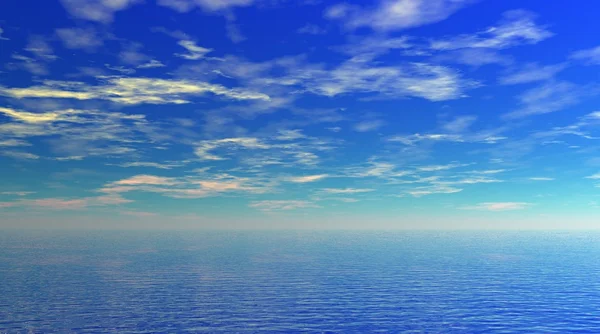 Cloudy sky over clear blue sea — Stock Photo, Image