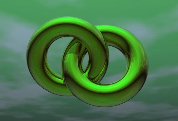 Δύο δαχτυλίδια πράσινο σε πράσινο ουρανό — Φωτογραφία Αρχείου