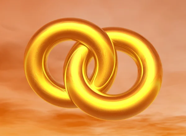 Zwei Ringe am orangen Himmel — Stockfoto