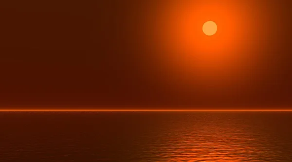 Pôr do sol sobre a reflexão do mar profundo — Fotografia de Stock