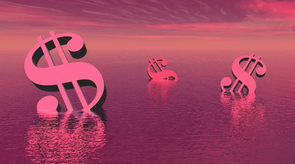 Tres dólares violetas ahogándose en el mar — Foto de Stock