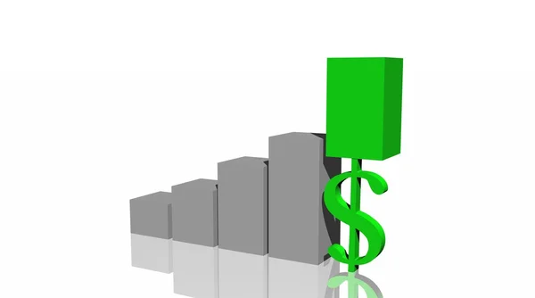 Green progress bar upon a dollar — Stock Photo, Image