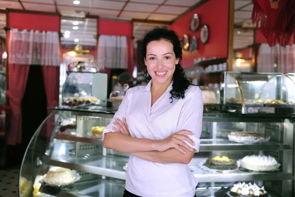 Proud and confident owner of a cafe — Stock Photo, Image