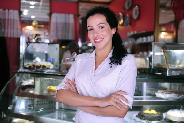 Proud and confident owner of a cafe Stock Image
