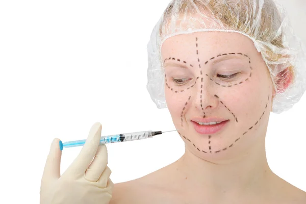 Plasztikai sebészet, botox injekció — Stock Fotó