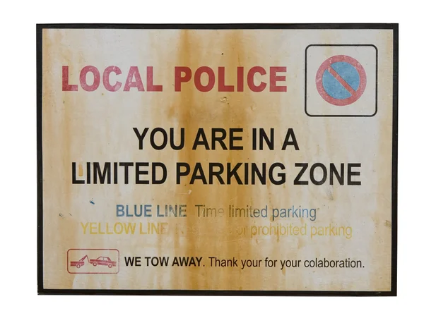 Omezené parkovací zóny dopravní značka — Stock fotografie
