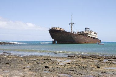 Wrecked ship in Lanzarote clipart