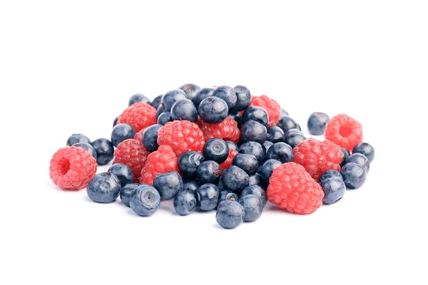 Many blueberries & raspberries — Stock Photo, Image