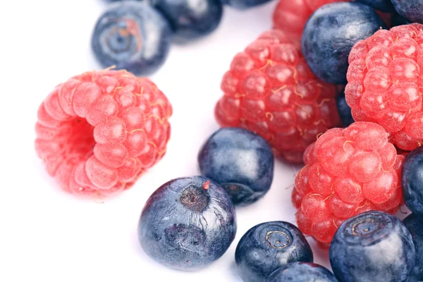 Many blueberries & raspberries — Stock Photo, Image