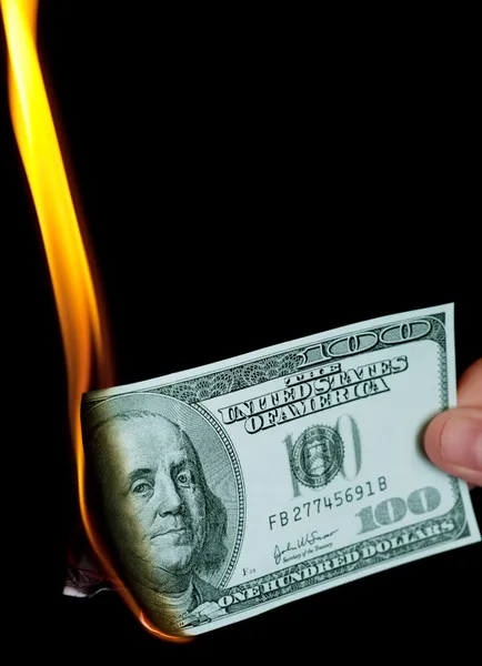 Arderea unui dolar hudred — Fotografie, imagine de stoc