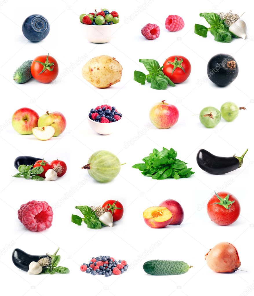 Vegetables, fruit & berry set