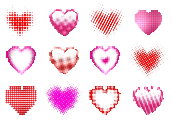 Conjunto de puntos corazones — Archivo Imágenes Vectoriales