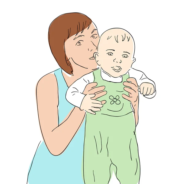 母亲和儿子 — 图库矢量图片