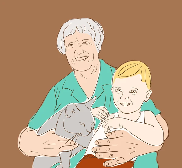 祖母と孫 — ストックベクタ