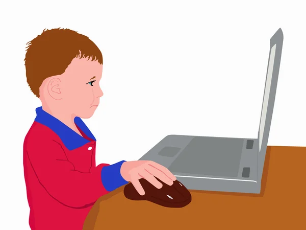 Дитина за комп'ютером — стоковий вектор