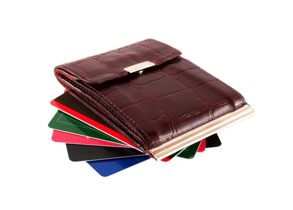กระเป๋าเงินที่มีบัตรเครดิต — ภาพถ่ายสต็อก