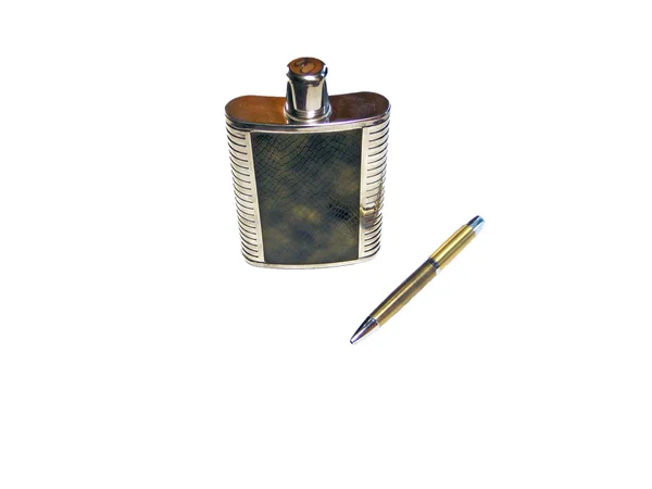 Flask and pen — Stock Photo, Image