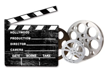 Empty Hollywood Film Canisters and Clapp clipart