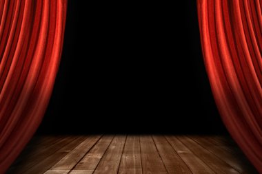 Red Theater Stage Drapes With Wooden Flo clipart