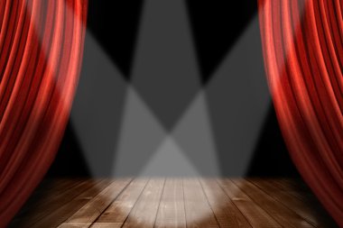 Red Theater Stage Background With 3 Spot clipart