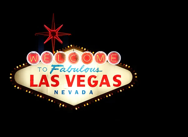Ласкаво просимо в Лас-Вегасі неоновий знак — стокове фото