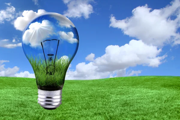 Green Energy Solutions With Light Bulb M — Stock Photo, Image