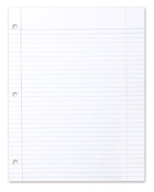 Blank Piece of School Lined Paper on Whi clipart