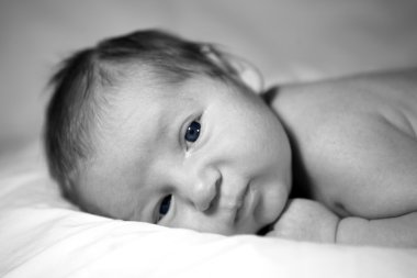 Black and White Image of a Beautiful Bab clipart