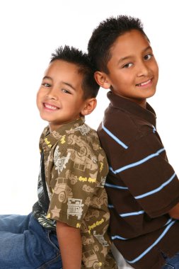 Hispanic American Brothers Sitting and S clipart