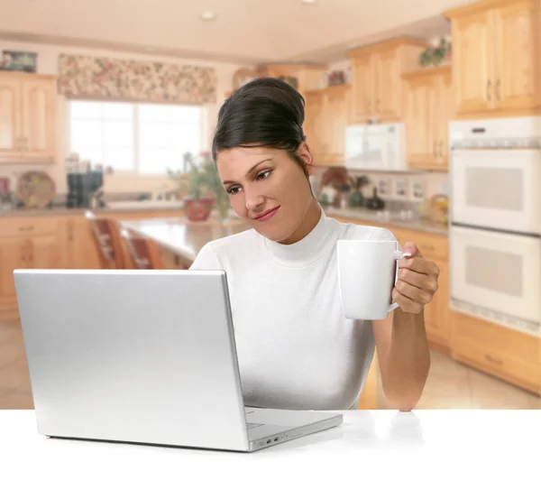 Young Woman Holding Coffee While Working — Stock Photo, Image