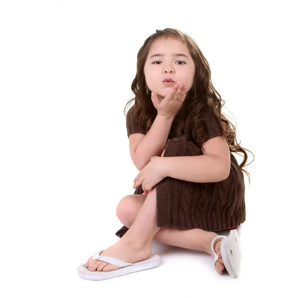 Beautiful Young Child Blowing a Kiss — Stock Photo, Image