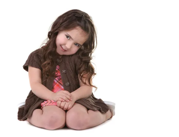 Brown Haired Young Child Tilting Her Hea — Stock Photo, Image