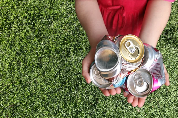 Aluminum Cans Crushed For Recycling — Stock Photo, Image