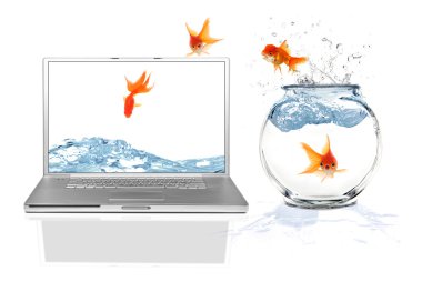 Jumping Into Online Internet Virtual Rea clipart