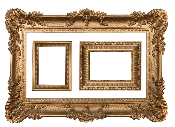 3 Oro decorativo vacío pared foto Fra — Foto de Stock