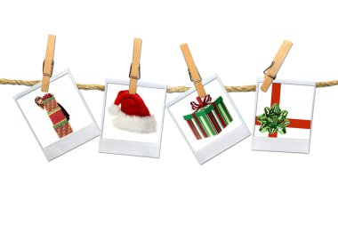 4 Christmas Related Photos Hanging on a clipart