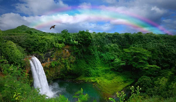 Blick von oben auf einen wunderschönen Wasserfall in haw — Stockfoto